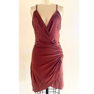 FREE PEOPLE Rust Wrap-Style Slip Dress - Mini/midi (NWT)